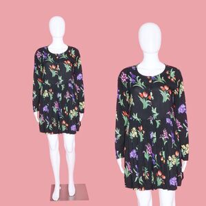 1980s BETSEY JOHNSON PUNK Label Long Sleeve Babydoll Mini Dress. Small. AS IS